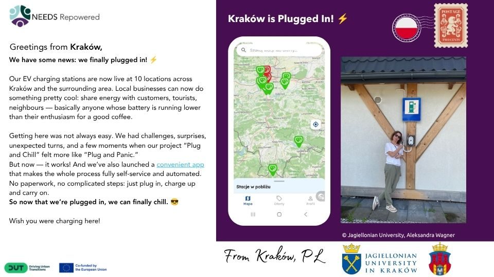 Postcard from our Pilot Site in Krakow showing progress in the installation of their ten EV charging stations